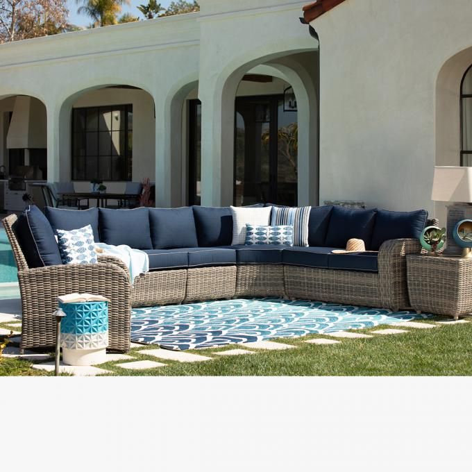Outdoor Wicker Sectional Set | Navy Blue Sectional Sofa | Jerome'S For Navy Outdoor Seating Sets (View 11 of 15)