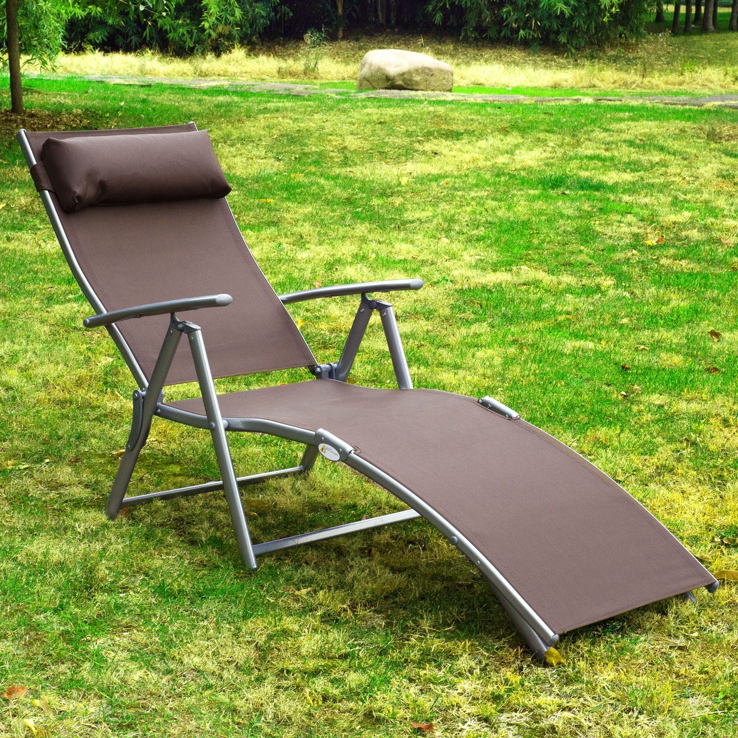 Outsunny Heavy Duty Adjustable Folding Reclining Chair Outdoor Sun Intended For Adjustable Outdoor Lounger Chairs (View 7 of 15)