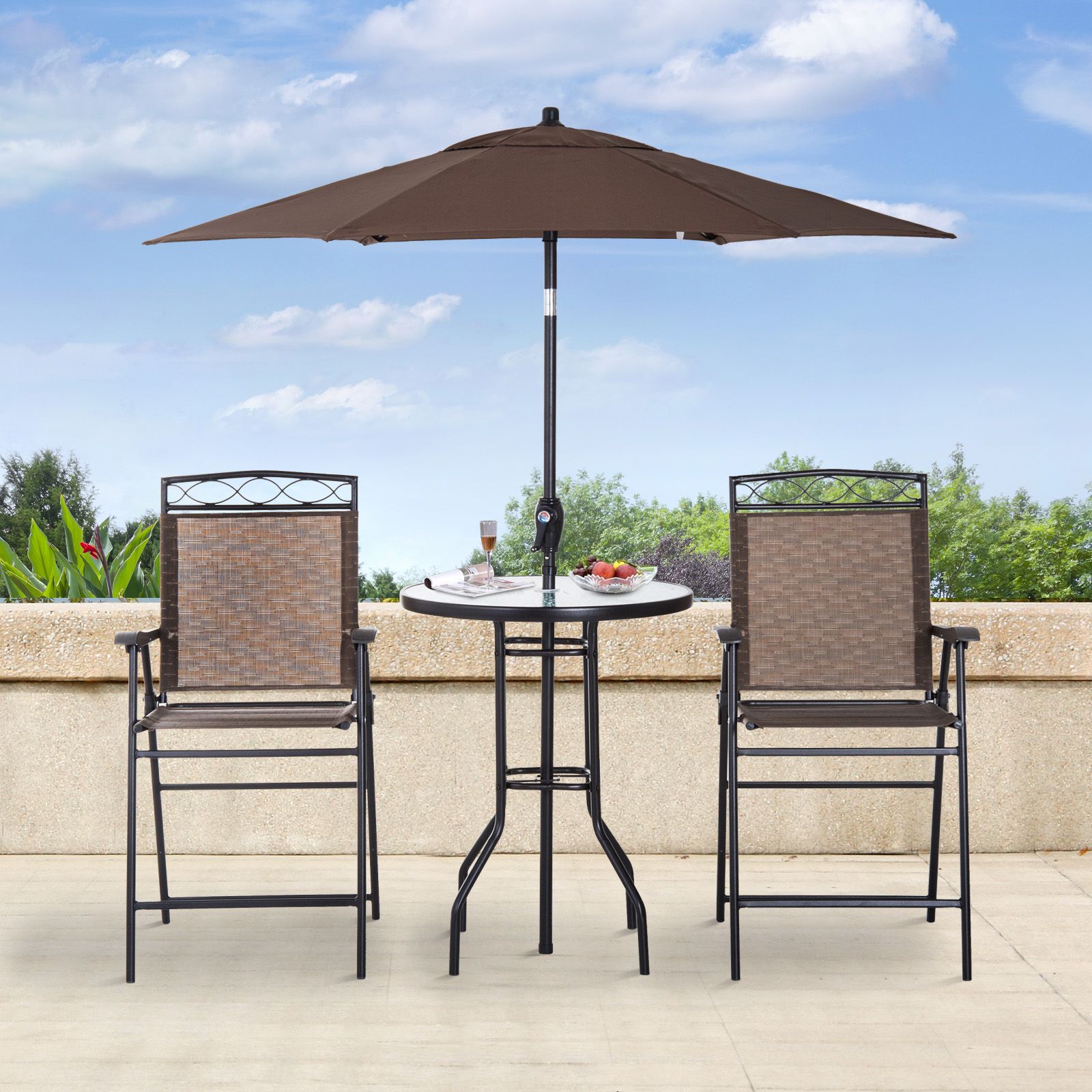 Outsunny4 Piecesteel Folding Outdoor Furniture Patio Dining Setbar With 4 Piece Wood Outdoor Bar Sets (View 12 of 15)
