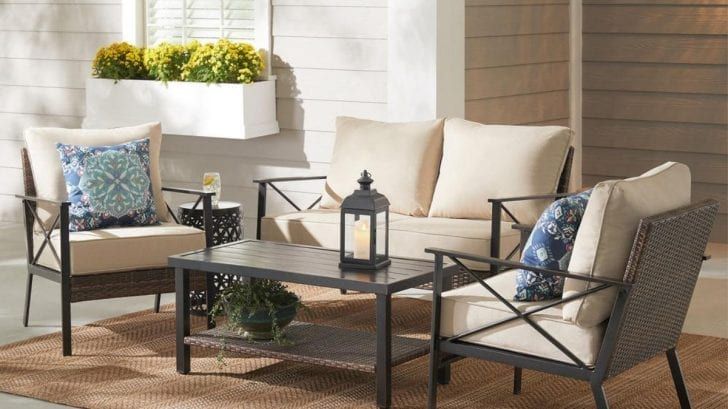 Ove Decors Danforth Charcoal 4 Piece Wicker Patio Conversation Set $840 Throughout Charcoal Outdoor Conversation Seating Sets (View 5 of 15)
