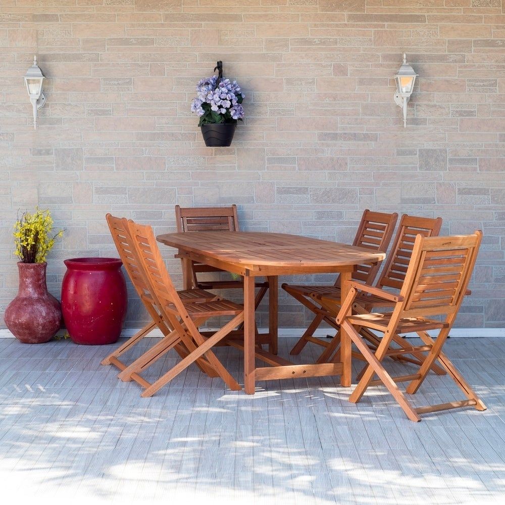 Overstock For Amazonia Extendable 7 Piece Patio Dining Set (Brown For Extendable 7 Piece Patio Dining Sets (View 5 of 15)