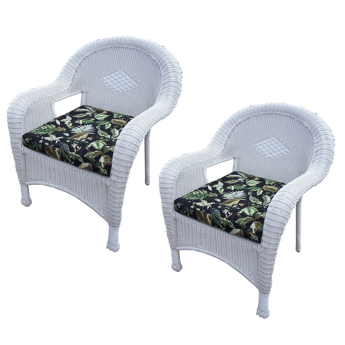 Pack Of 2 Bright White Stylish Outdoor Patio Resin Wicker Arm Chairs Pertaining To Rattan Wicker Outdoor Seating Sets (View 15 of 15)
