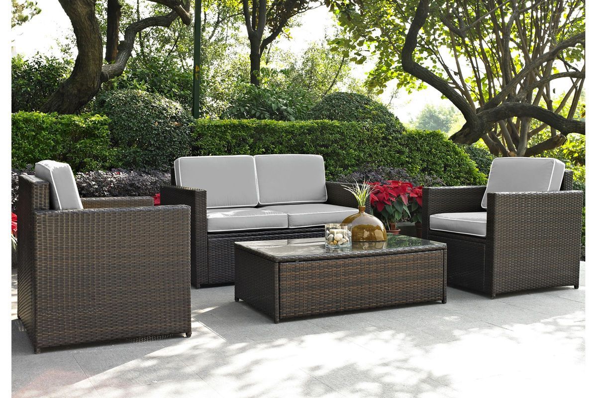 Palm Harbor Grey 4 Piece Outdoor Seating Set At Gardner White Regarding 4 Piece Outdoor Seating Patio Sets (View 7 of 15)
