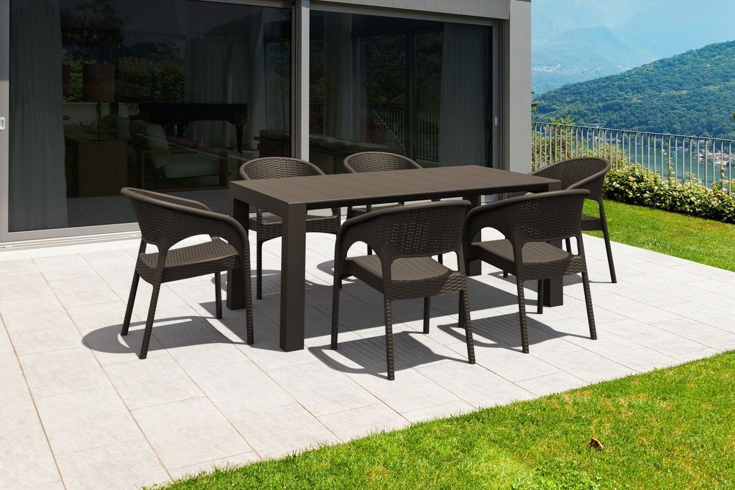 Panama Extendable Patio Dining Set 7 Piece White Isp8082S Whsiesta Intended For Extendable Patio Dining Set (View 7 of 15)