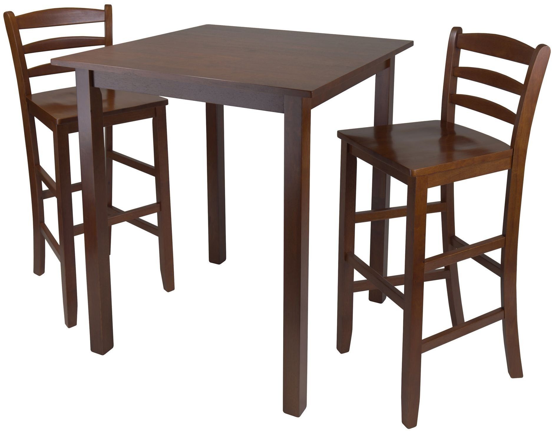 Parkland Walnut 3 Piece Counter Height Dining Set With Ladder Back Bar Regarding 3 Piece Bistro Dining Sets (View 10 of 15)