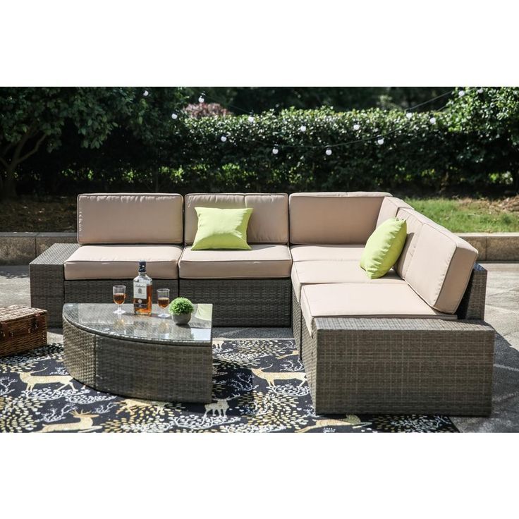 Patio Festival 6 Piece Wicker Outdoor Sectional Set With Beige Cushions Throughout Wicker Beige Cushion Outdoor Patio Sets (View 14 of 15)