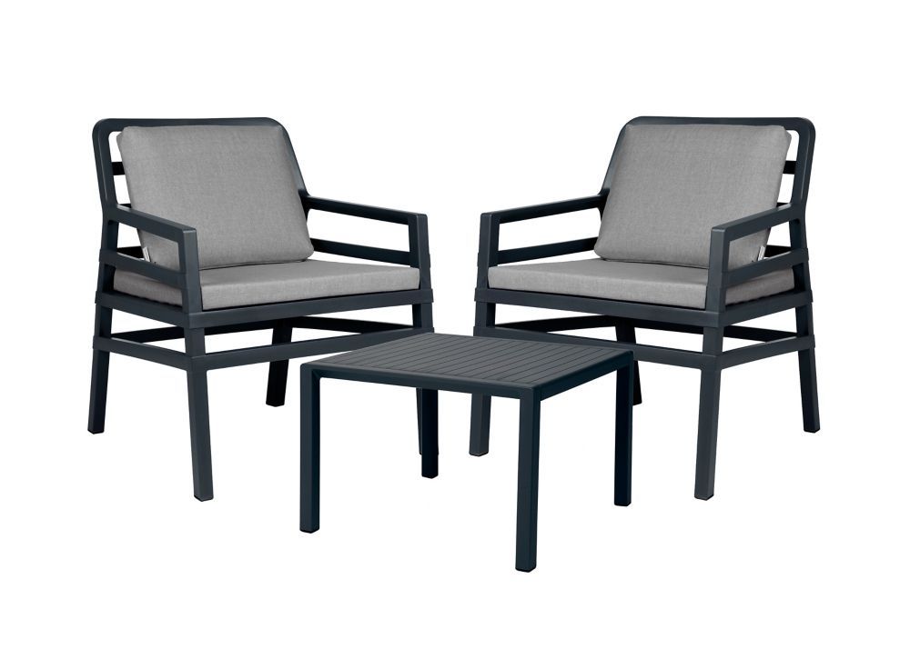 Photo Of Product With Charcoal Fabric Patio Chair And Side Table (View 1 of 15)