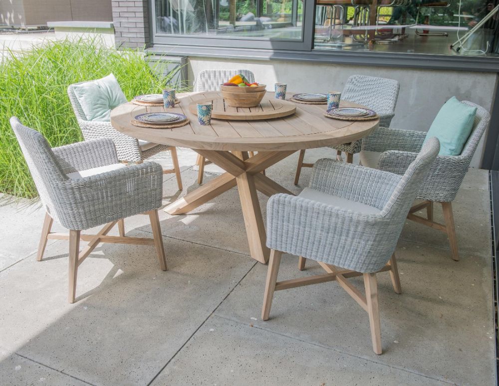 Pinsammi Dillon On For The Home In 2020 | Stylish Outdoor Furniture In Teak And Wicker Dining Sets (View 15 of 15)