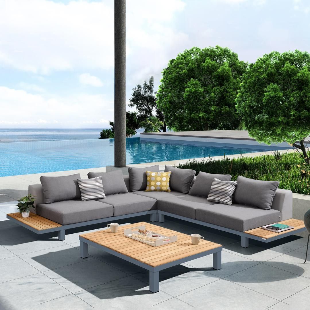 Polo 4 Piece Outdoor Dark Gray Sectional Set – 1Stopbedrooms (View 10 of 15)