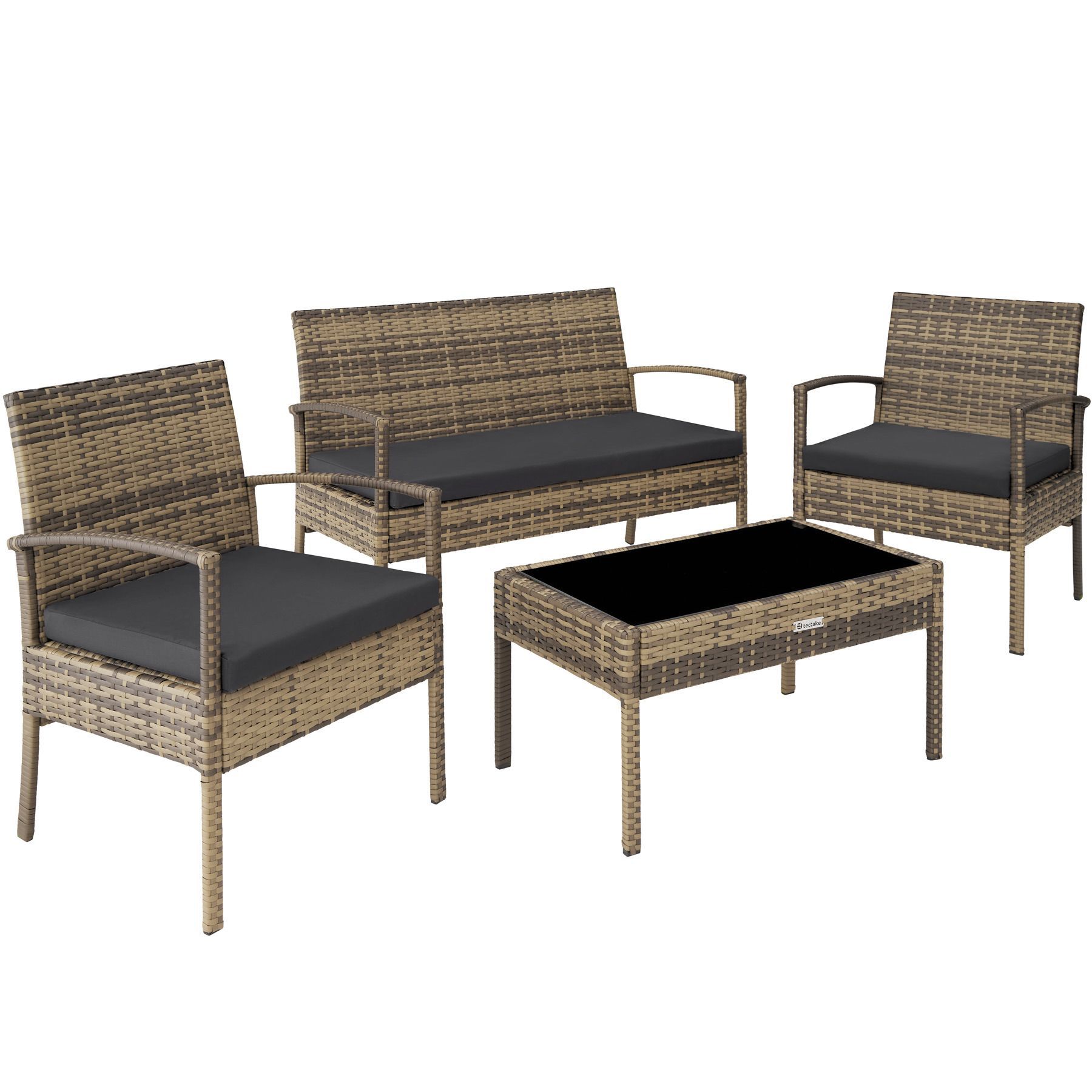 Poly Rattan Garden Furniture 2 Chairs Bench Table Set Outdoor Patio Within Natural Woven Modern Outdoor Chairs Sets (View 8 of 15)
