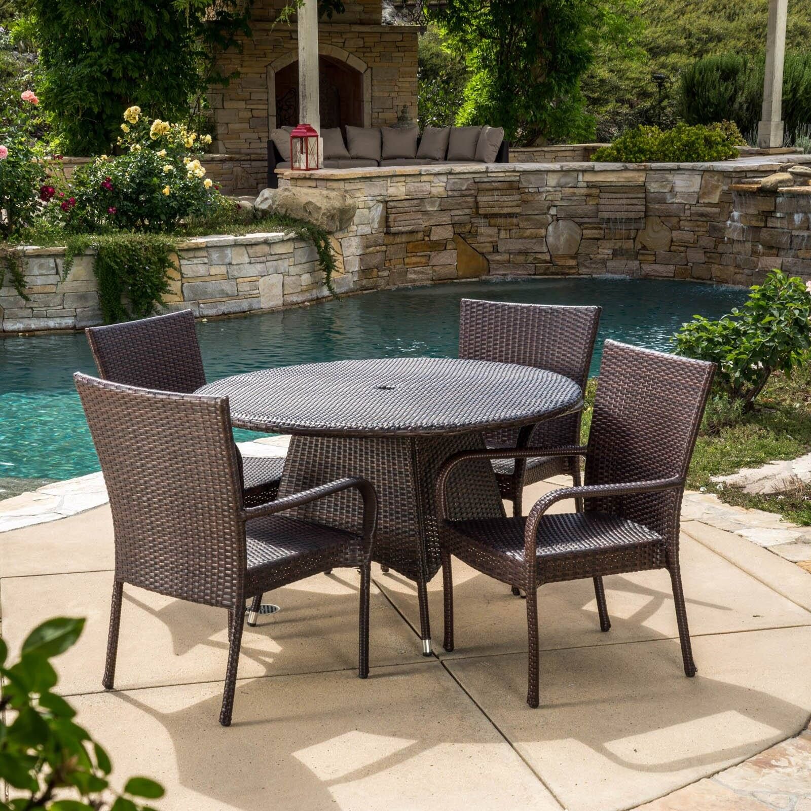 Potter Wicker 5 Piece Round Patio Dining Set – Walmart – Walmart With Regard To Wicker 5 Piece Round Patio Dining Sets (View 1 of 15)