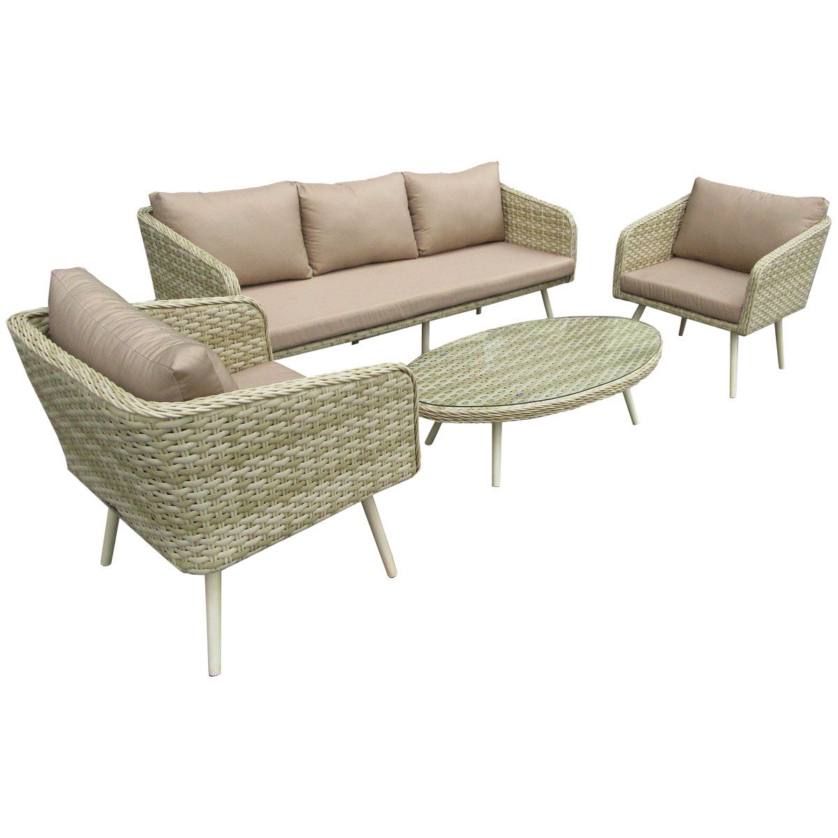 Premium Rattan Lounge Set Outdoor Garden Furniture Natural Sand In Natural Woven Modern Outdoor Chairs Sets (View 9 of 15)