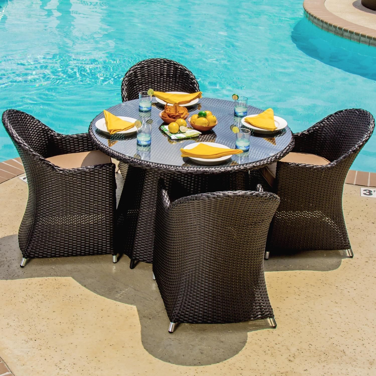 Providence 5 Piece Resin Wicker Patio Dining Setlakeview Outdoor With Regard To Rattan Wicker Outdoor Seating Sets (View 10 of 15)