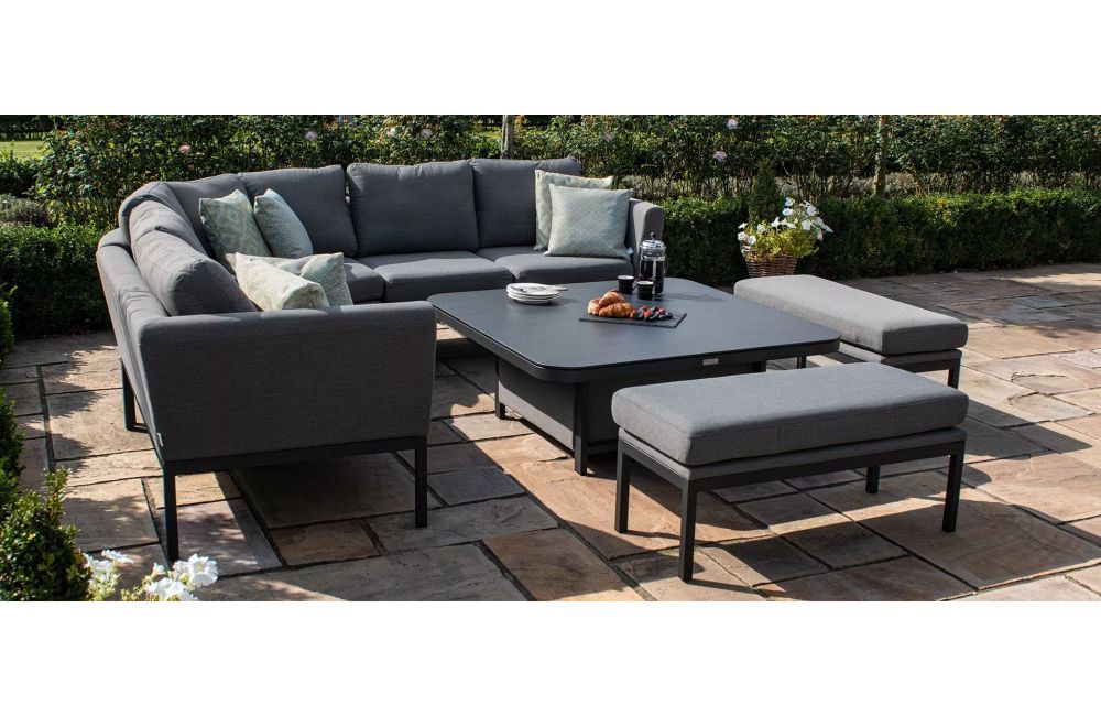 Pulse Deluxe Square Corner Dining Set – With Rising Table Within Deluxe Square Patio Dining Sets (View 3 of 15)
