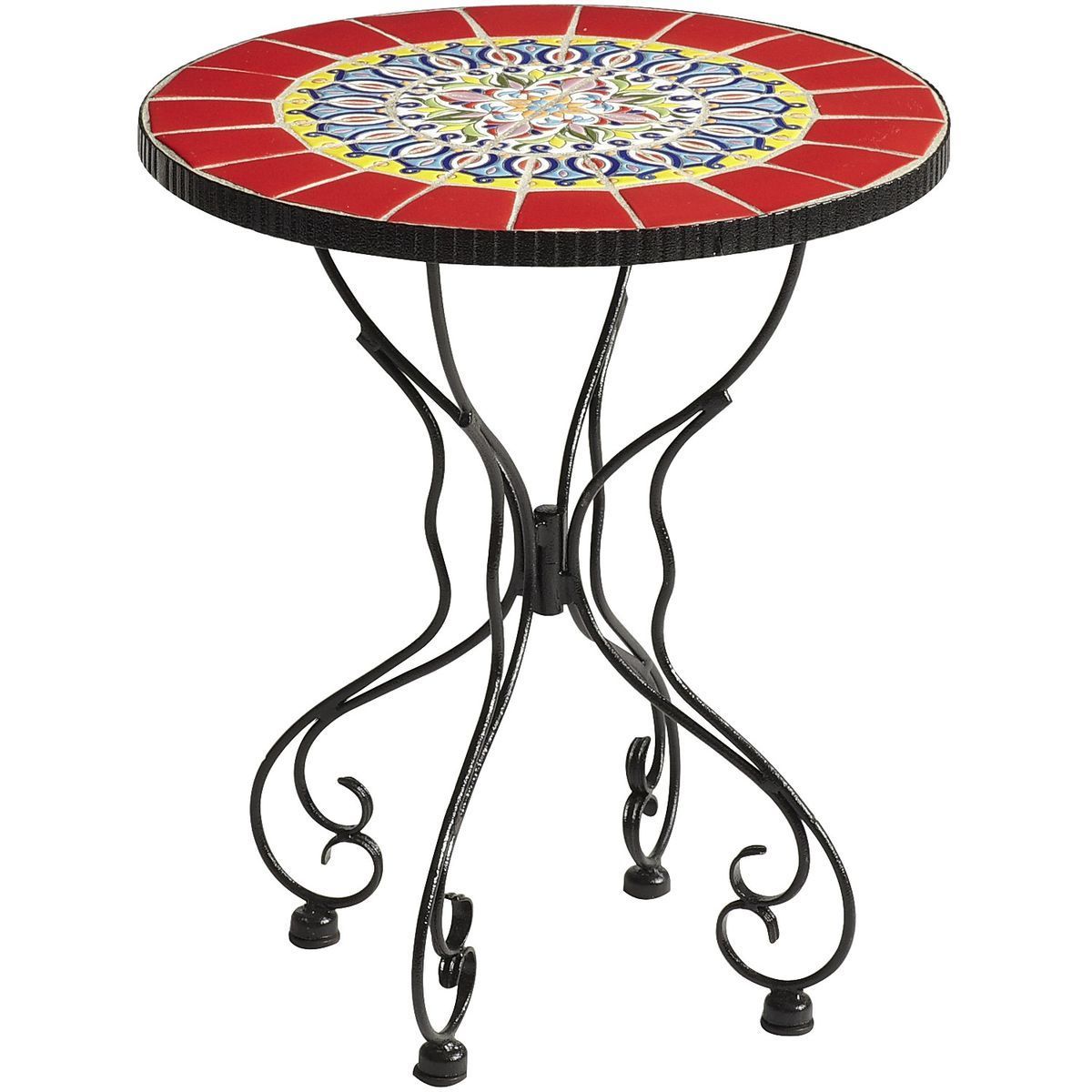 Rania Accent Table – Red | Mosaic Accent Table, Outdoor Accent Table In Mosaic Tile Top Round Side Tables (View 9 of 15)