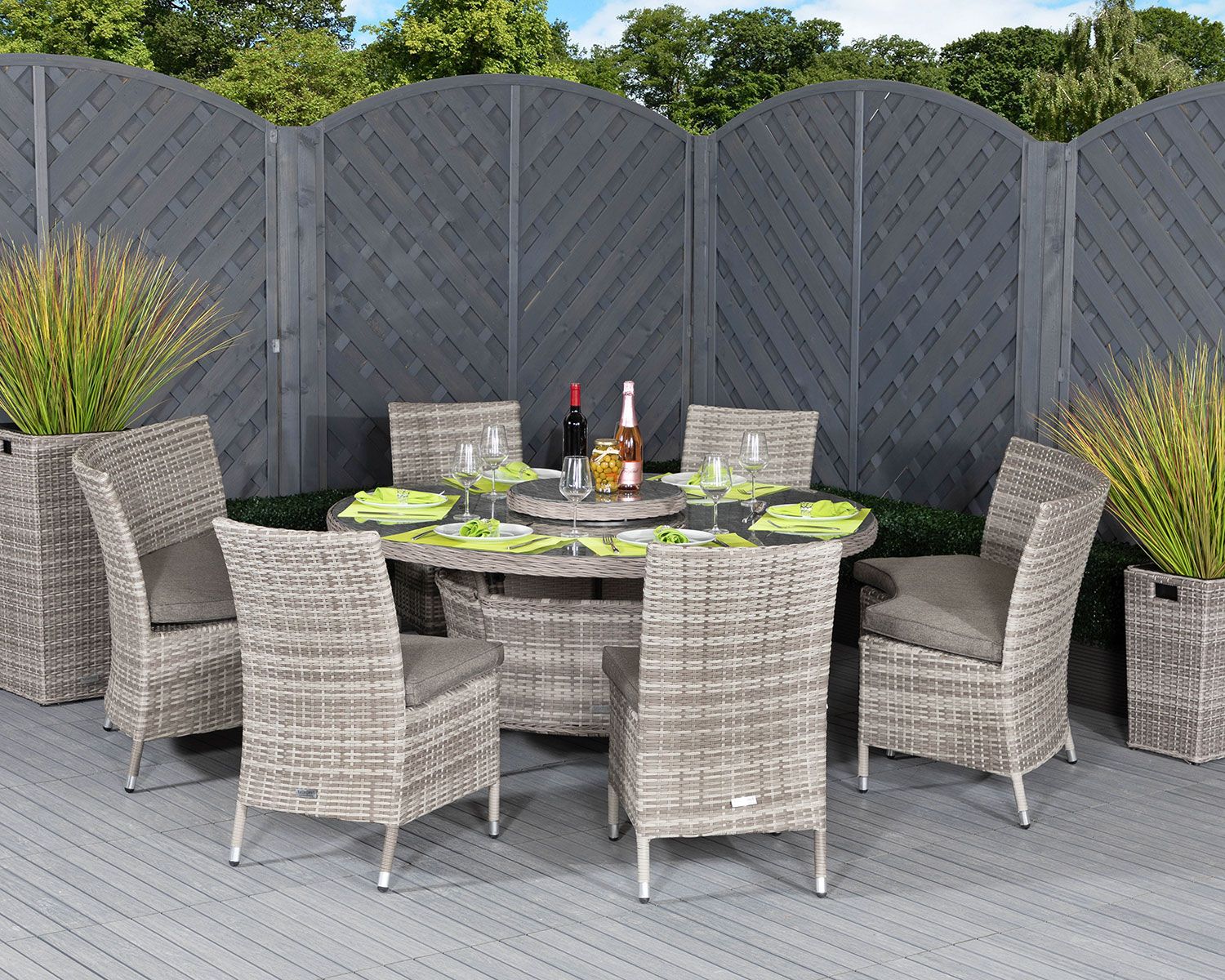 Rattan Garden Dining Set In Grey – Oxford – Rattan Garden Furniture Pertaining To Distressed Gray Wicker Patio Dining Sets (View 9 of 15)
