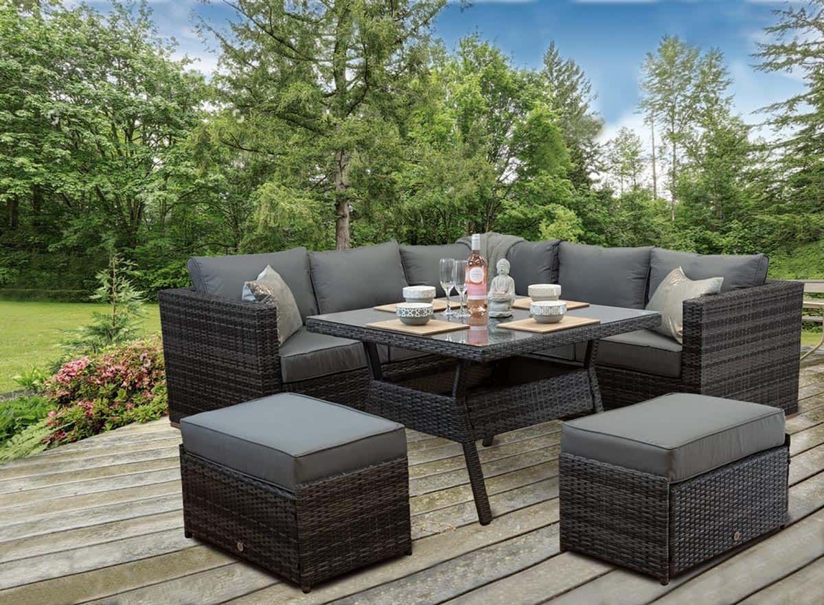 Rattan Patio Outdoor Garden Corner Sofa Dining Table Chairs Set In Outdoor Seating Sectional Patio Sets (View 5 of 15)