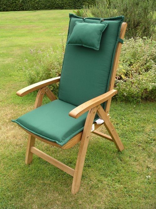 Recliner Outdoor Cushion – Dark Green With Dark Wood Outdoor Reclining Chairs (View 15 of 15)