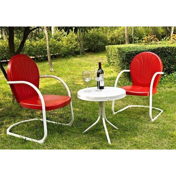 Red 3 Piece Metal Outdoor Patio Furniture Set – Griffith | Outdoor Throughout Red Metal Outdoor Table And Chairs Sets (View 9 of 15)