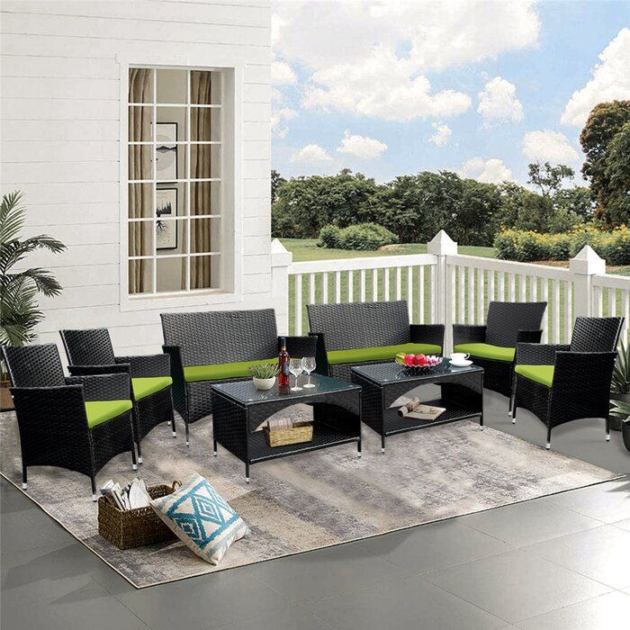 Red Barrel Studio® 8 Pcs Patio Furniture Outdoor Garden Conversation With Regard To Red Loveseat Outdoor Conversation Sets (View 14 of 15)