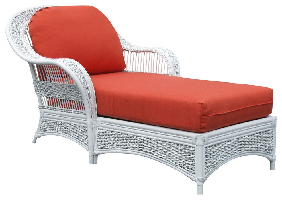Regatta Chaise Lounge, White, Imperial Stripe Jewel Fabric – Tropical In White Fabric Outdoor Wicker Armchairs (View 14 of 15)