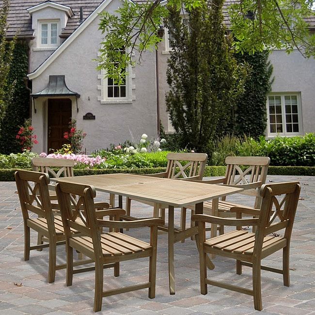Renaissance Rectangular Table And Armchair 7 Piece Hand Scraped Pertaining To Rectangular 7 Piece Patio Dining Sets (View 13 of 15)