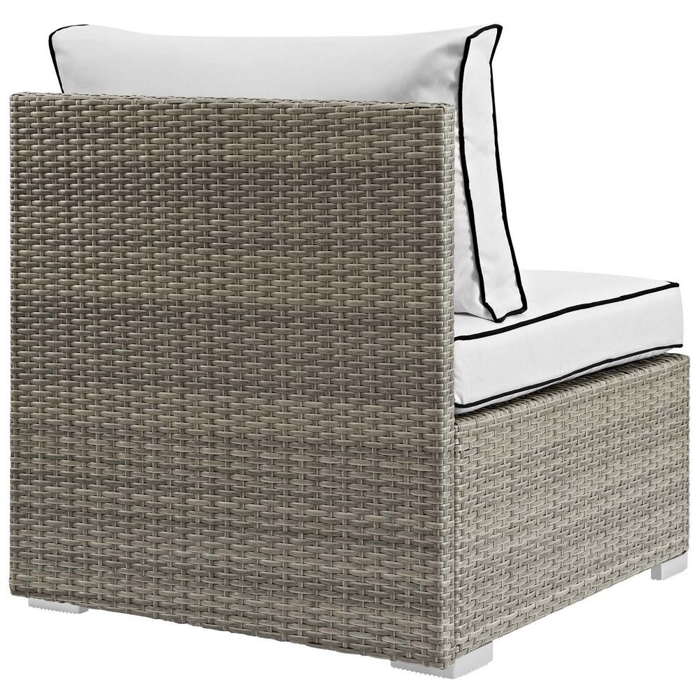 Repose Light Gray/White Pe Rattan/Fabric Patio Arm Chairmodway With Regard To Fabric Outdoor Wicker Armchairs (View 14 of 15)