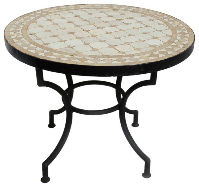 Round Mosaic Tile Side Table 24" – Traditional – Side Tables And End Intended For Mosaic Tile Top Round Side Tables (View 14 of 15)