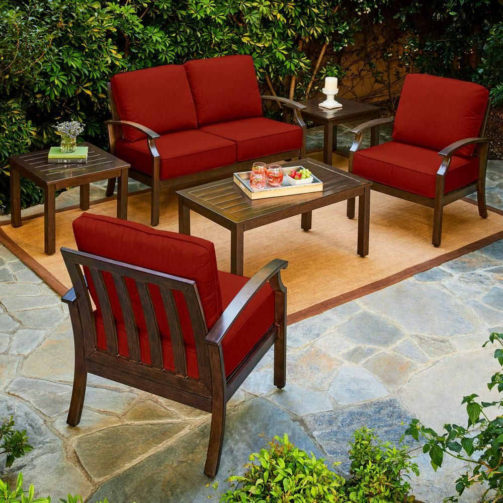Royal Garden Bridgeport 6 Piece Aluminum Patio Conversation Set With Intended For Red Loveseat Outdoor Conversation Sets (View 8 of 15)