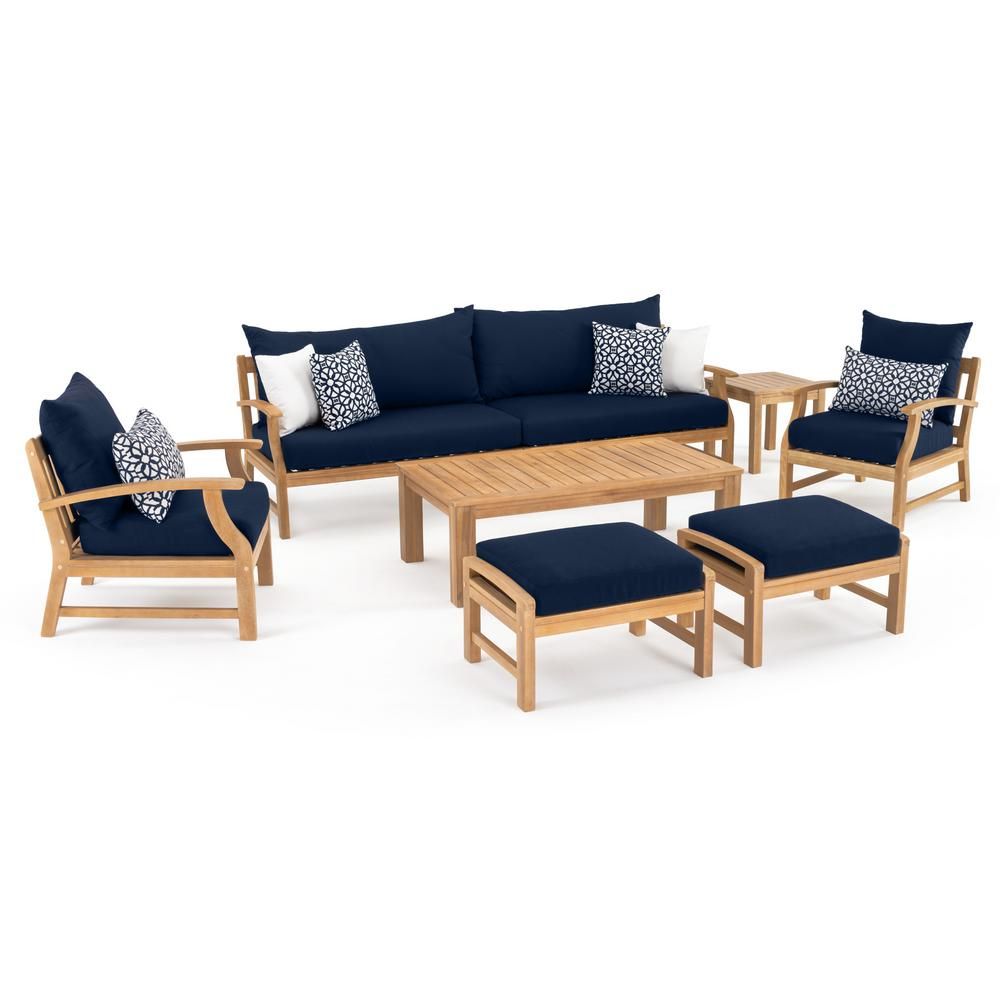 Rst Brands Kooper 8 Piece Wood Patio Conversation Set With Sunbrella For Blue Cushion Patio Conversation Set (View 11 of 15)