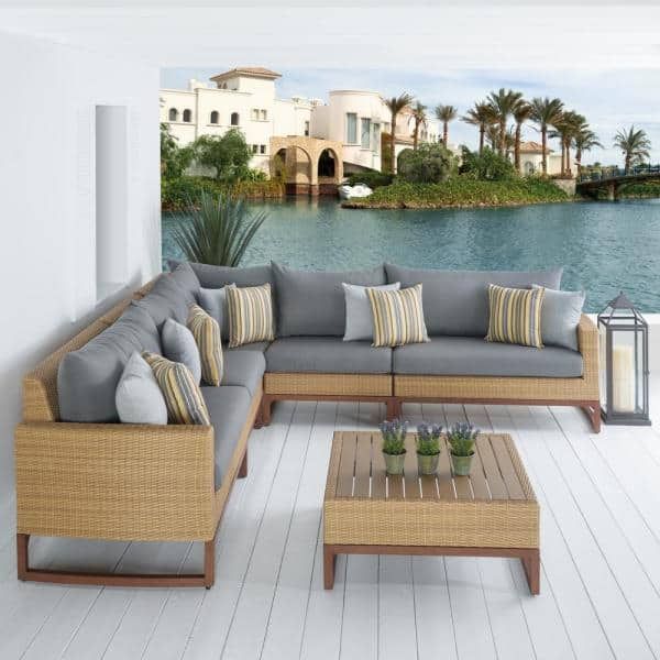 Rst Brands Mili 6 Piece Wicker Patio Sectional Seating Set With Regarding Charcoal Outdoor Conversation Seating Sets (View 1 of 15)