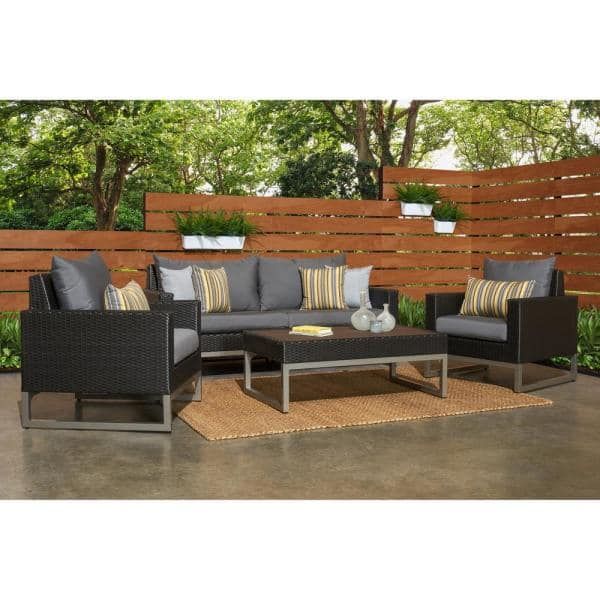 Rst Brands Milo Espresso 4 Piece Wicker Patio Deep Seating Conversation With Charcoal Outdoor Conversation Seating Sets (View 11 of 15)
