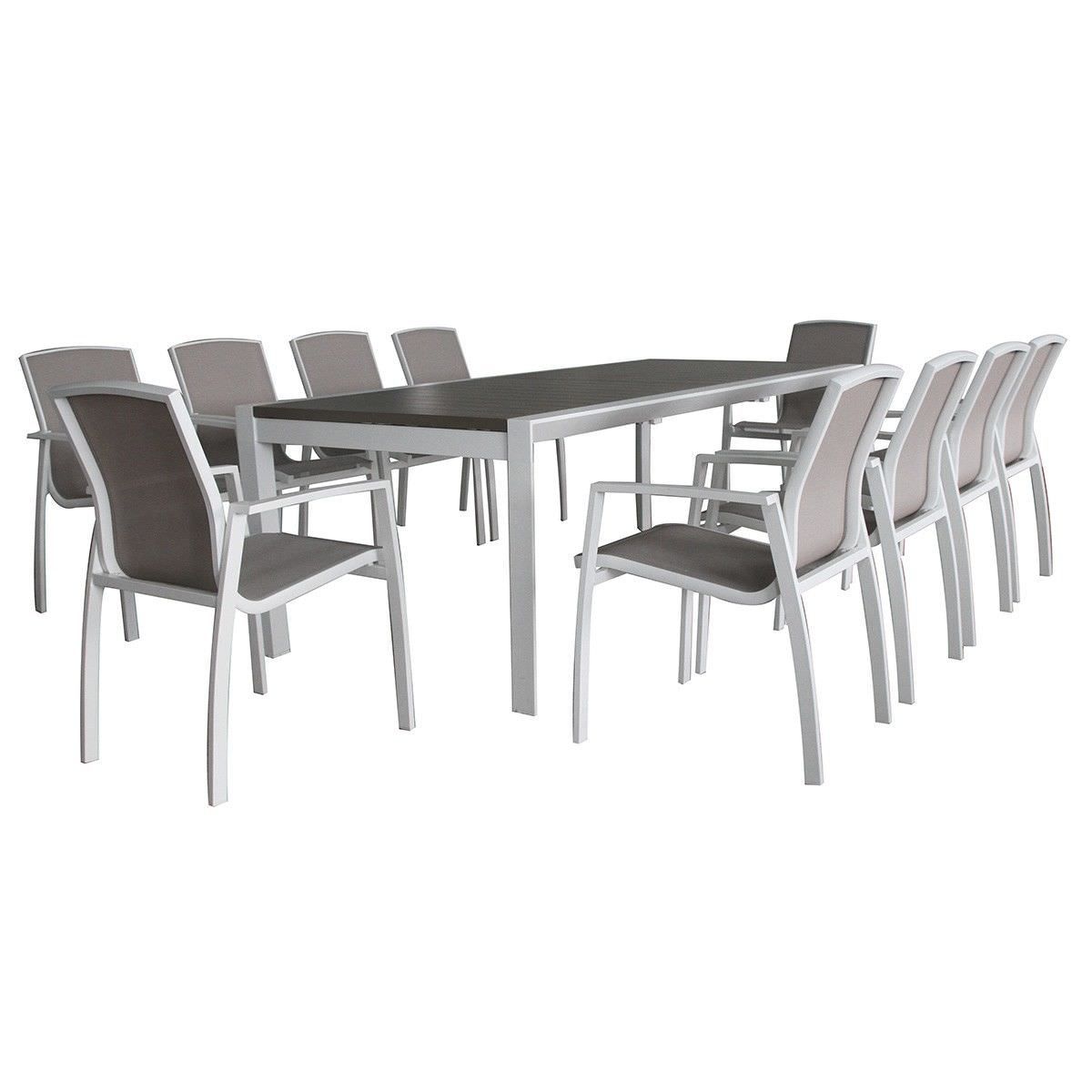 Ruby 11 Piece Aluminium Outdoor Extensible Dining Table Set, 220Cm Throughout 11 Piece Extendable Patio Dining Sets (View 15 of 15)