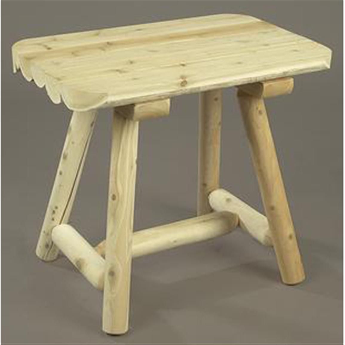 Rustic Natural Cedar Unfinished End Table – 200459, Patio Furniture At Inside Natural Wood Outdoor Side Tables (View 3 of 15)