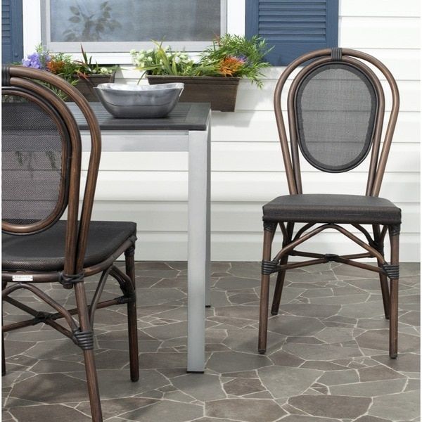 Safavieh Rural Woven Dining Indoor/ Outdoor Esben Black Side Chairs With Black Outdoor Dining Modern Chairs Sets (View 13 of 15)