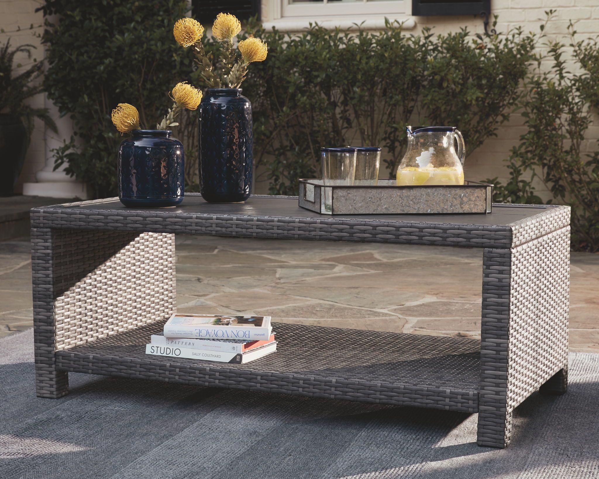 Salem Beach – Gray – Rectangular Cocktail Table | Furniture Warehouse Ohio Throughout White Outdoor Cocktail Table And Chair Sets (View 13 of 15)