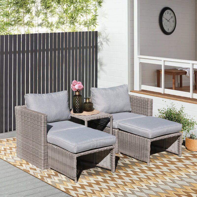 Sand & Stable Morland Wicker/Rattan 4 – Person Seating Group With Within Rattan Wicker Sand Outdoor Seating Sets (View 9 of 15)