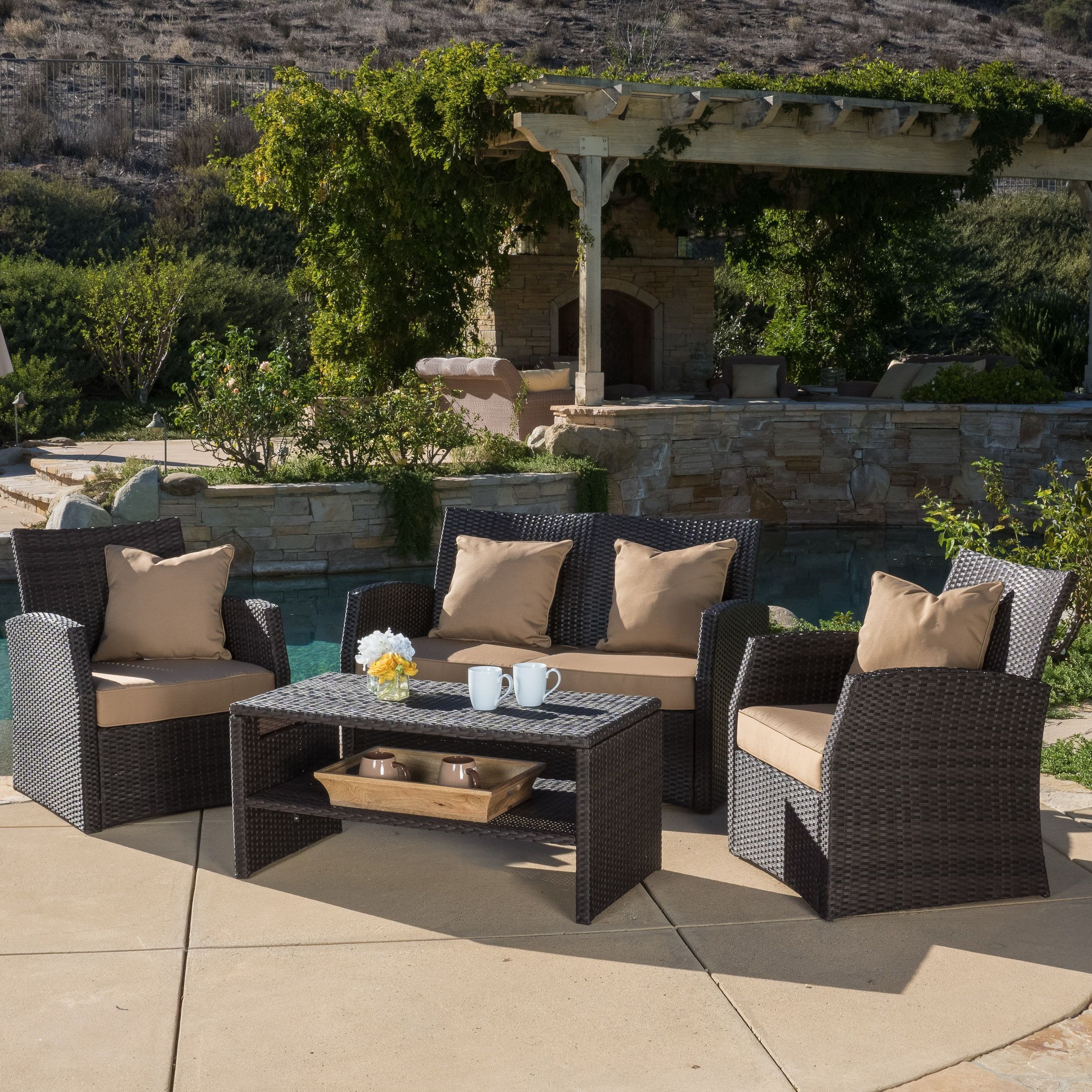Sanger Outdoor 4 Piece Wicker Seating Setchristopher Knight Home With 4 Piece Wicker Outdoor Seating Sets (View 7 of 15)