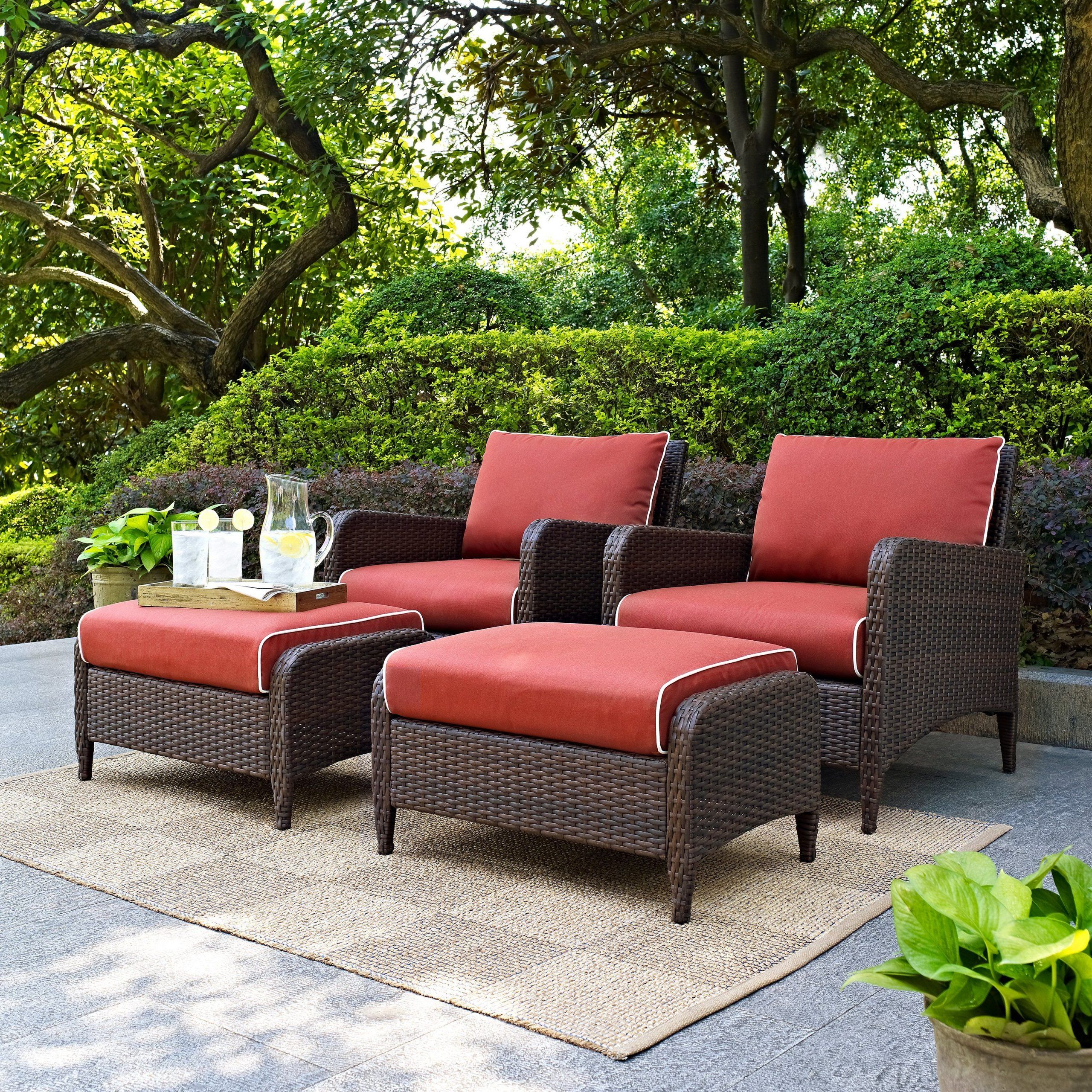 Sangria 4 Piece Wicker Outdoor Patio Furniture Set – Kiawah In 2020 Pertaining To 4 Piece Outdoor Wicker Seating Sets (View 2 of 15)