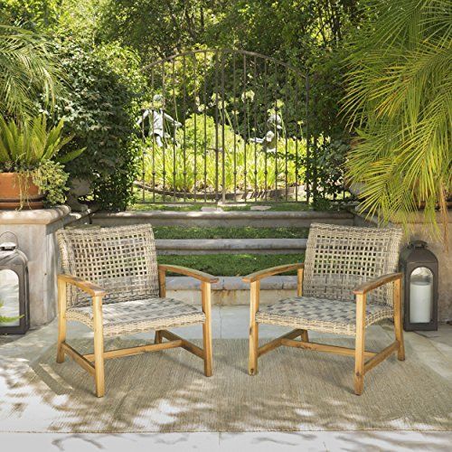 Savannah Outdoor Mid Century Grey Wicker Club Chairs With Natural For Natural Woven Modern Outdoor Chairs Sets (View 10 of 15)