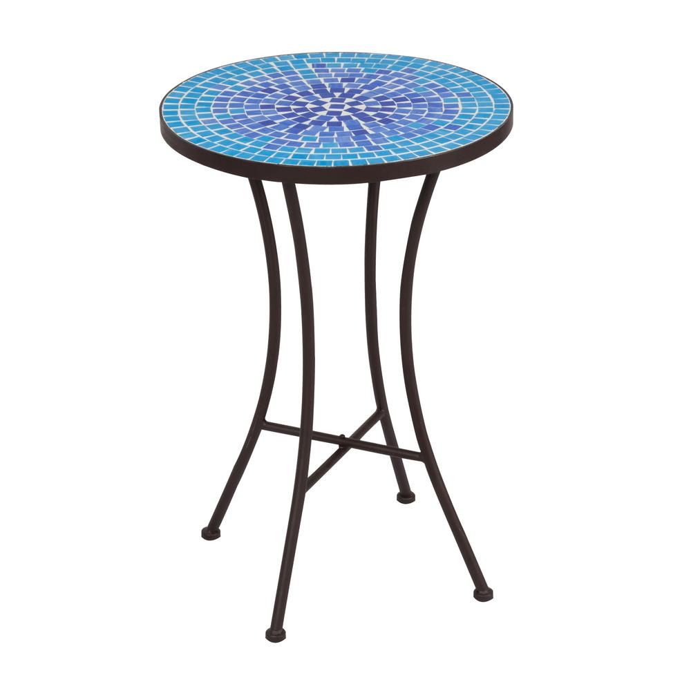 S'Dente Mar Mosaic Metal Outdoor Side Table Omt001 – The Home Depot For Blue Mosaic Black Iron Outdoor Accent Tables (View 4 of 15)