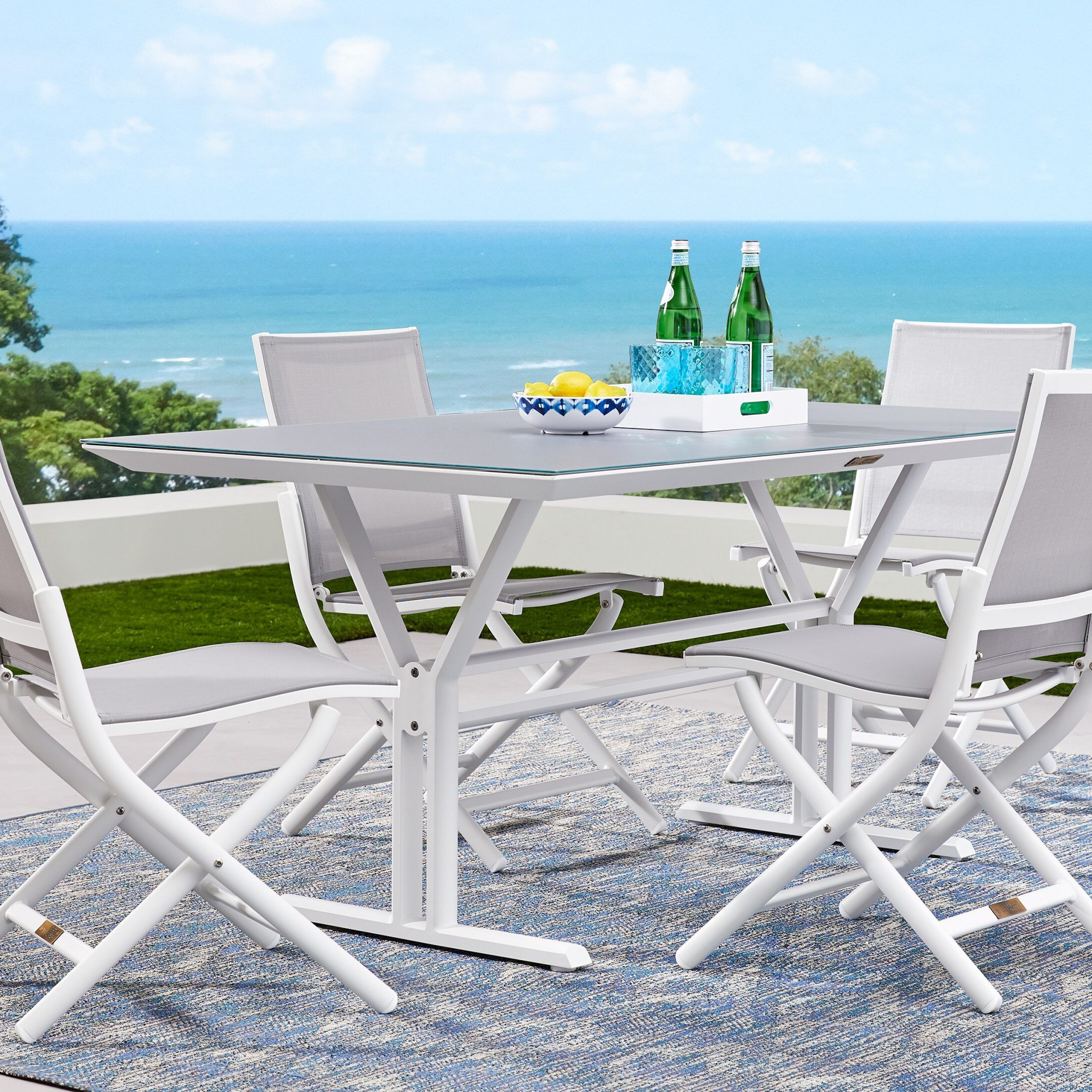 Seagate White 5 Pc Rectangle Outdoor Dining Set, Aluminum In White Outdoor Patio Dining Sets (View 2 of 15)
