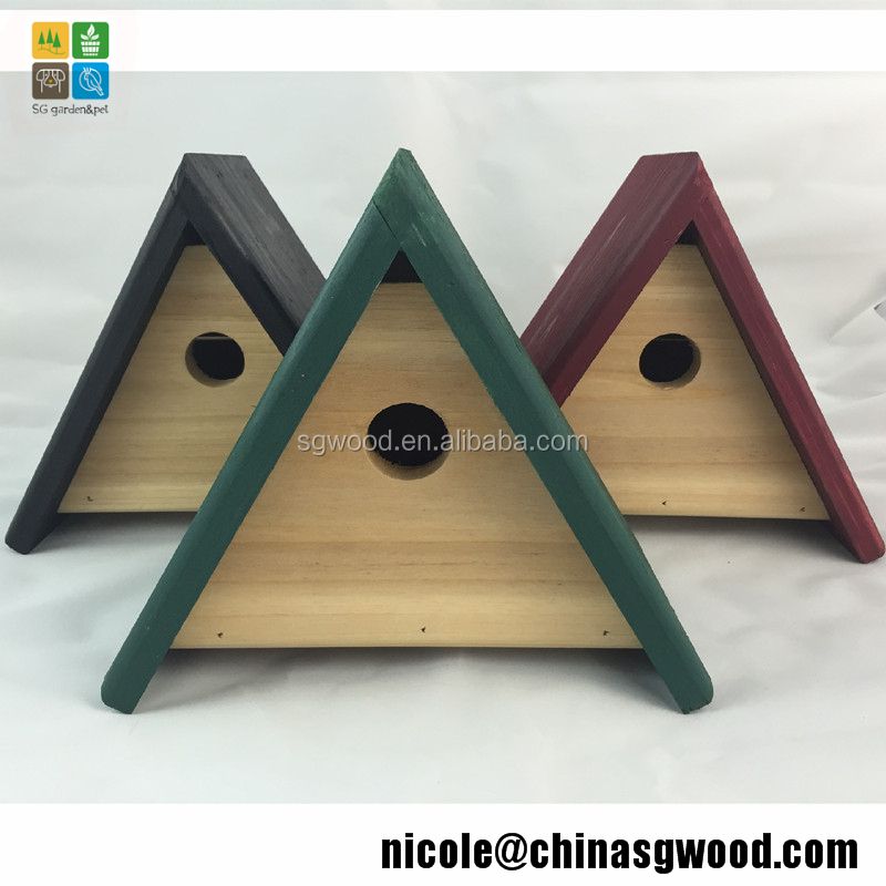 Sengong Fsc Triangle Wooden Bird House/ Wood Bird Nest Box – Buy Wooden Regarding Triangular Indoor Outdoor Nesting Tables (View 9 of 15)