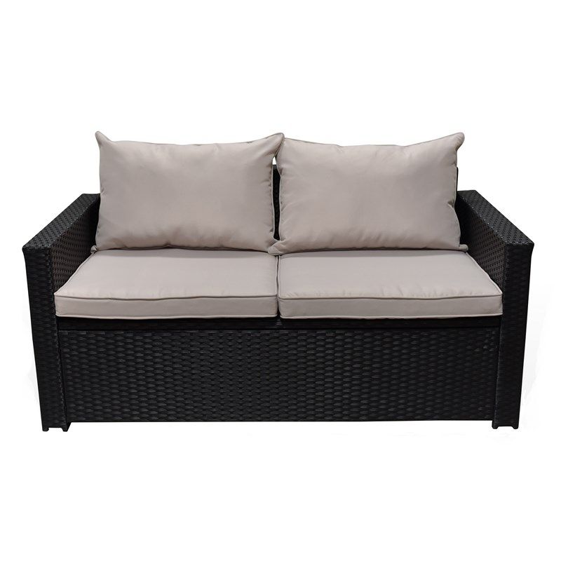 Serta Laguna 2 Piece Wicker Patio Sofa Set In Black – Dj16027 Within 2 Piece Outdoor Wicker Sectional Sofa Sets (View 7 of 15)