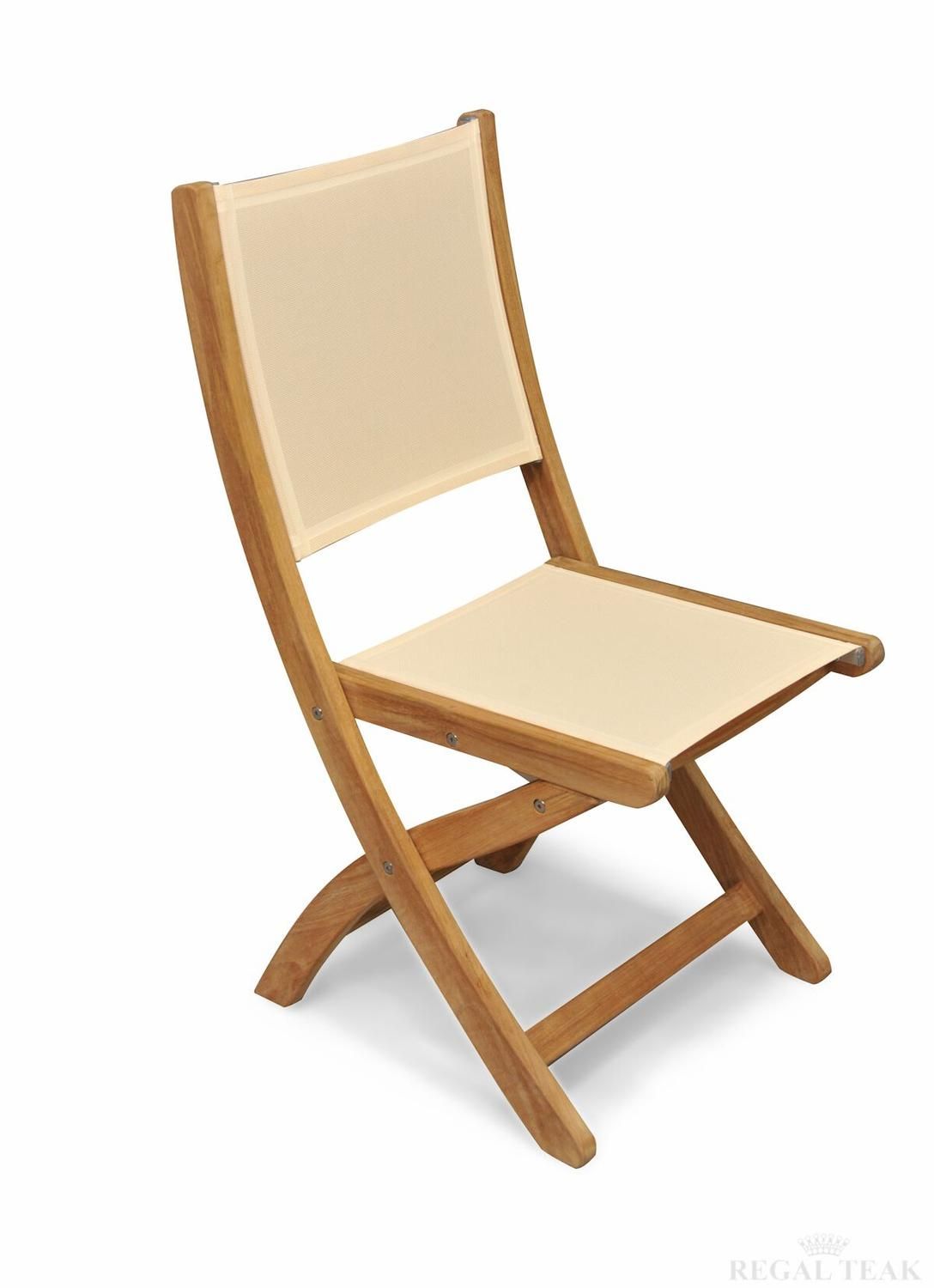 Set Of 2 Natural Teak Outdoor Patio Folding Dining Chairs With Cream Within Natural Outdoor Dining Chairs (View 7 of 15)