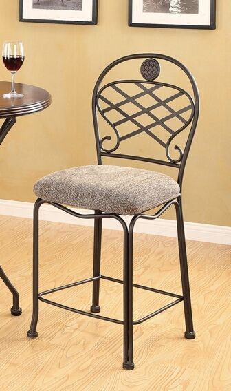 Set Of 2 Tavio Basket Weave Back Metal Counter Height Bar Stools With With Regard To Black Weave Outdoor Modern Dining Chairs Sets (View 12 of 15)