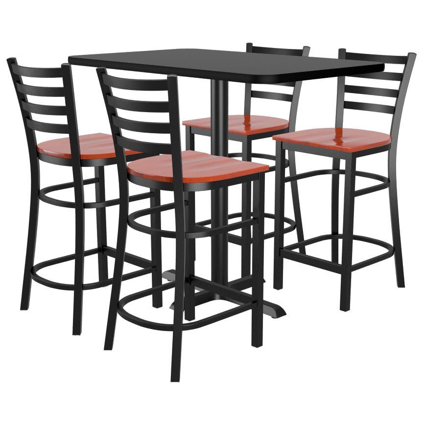 Set Of 4 Ladder Back Metal Bar Stools And Table Top With Base In Bar Tables With 4 Counter Stools (View 4 of 15)