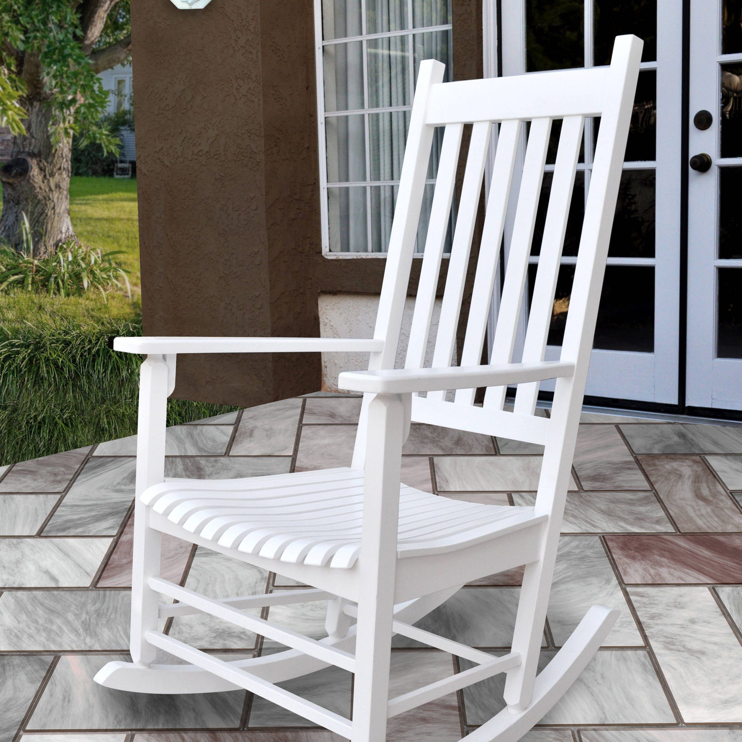 Shine Vermont White Solid Wood Porch Rocker | Porch Rocker, Patio With White Wood Soutdoor Seating Sets (View 4 of 15)