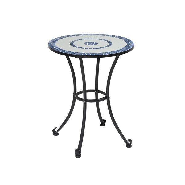 Shop Furniture Of America Spector Blue Mosaic And Iron Bistro Table Within Blue Mosaic Black Iron Outdoor Accent Tables (View 7 of 15)