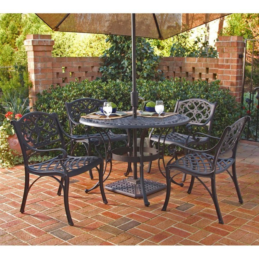 Shop Home Styles Biscayne 5 Piece Black Aluminum Patio Dining Set At Regarding Black Outdoor Dining Modern Chairs Sets (View 6 of 15)